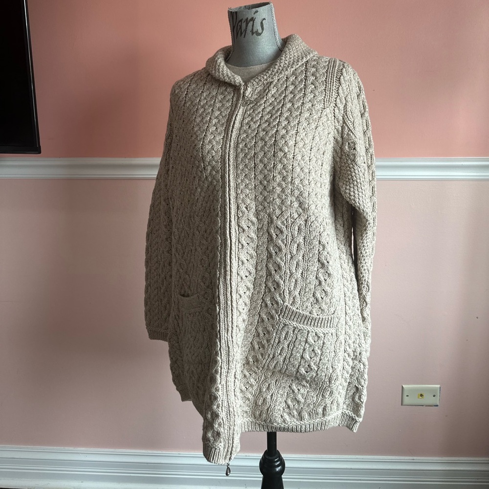 Aran Crafts Cream Cable Knit Cardigan